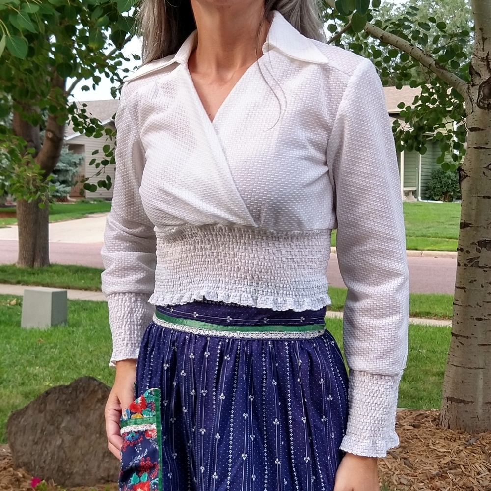 1970's VINTAGE CROPPED BLOUSE 70's S